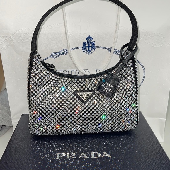 Prada Handbags - Prada Satin Mini Bag with Crystals Re-edition